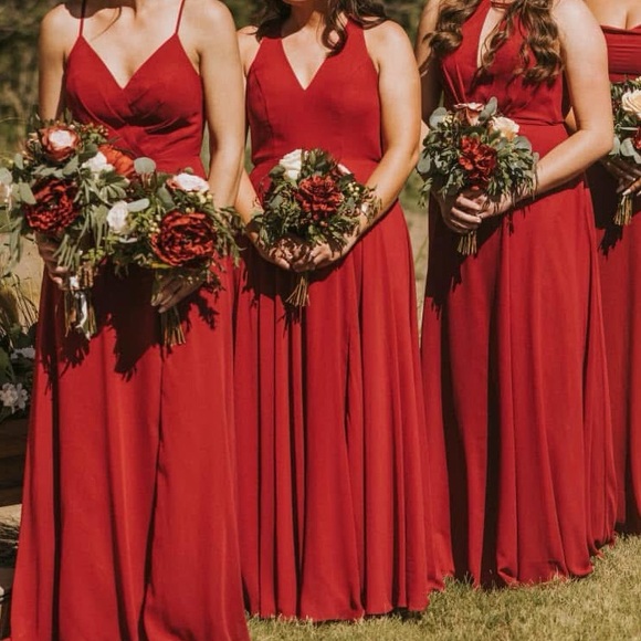 Azazie halter bridesmaid dress in Burgundy - Picture 6 of 7